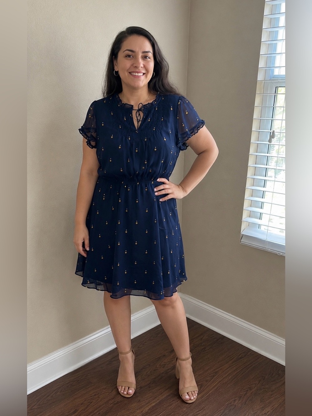 Tommy Hilfiger Navy Blue Floral Chiffon Dress